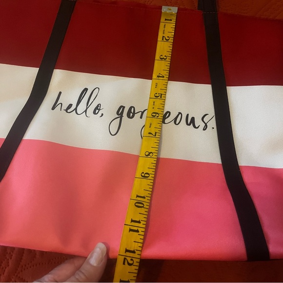 Kate Spade for Clinique, Red/Pink “Hello Gorgeous” Tote Bag  NWT Valentine Gift! - Picture 12 of 14